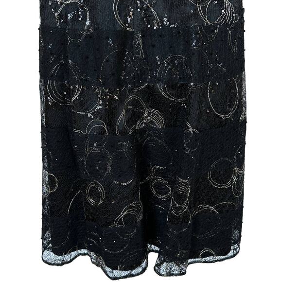 Vintage Kay Unger Sleeveless Dress Black Gold Lace Women's Plus Size 14 - Picture 8 of 10